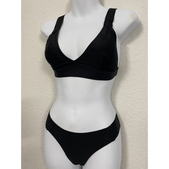 Pre-Owned ZAFUL FOREVER YOUNG 2 PIECE BIKINI SWIMSUIT SIZE Medium Black PADDED - Picture 3 of 11